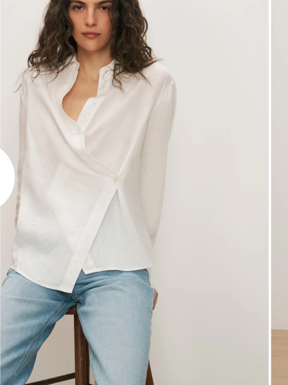 Veronica Beard Linen Classic White Wrap-Front Women's Top